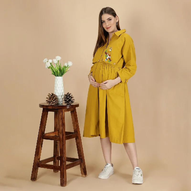 Cotton Dress for Women | Maternity Wear | Fall Yellow