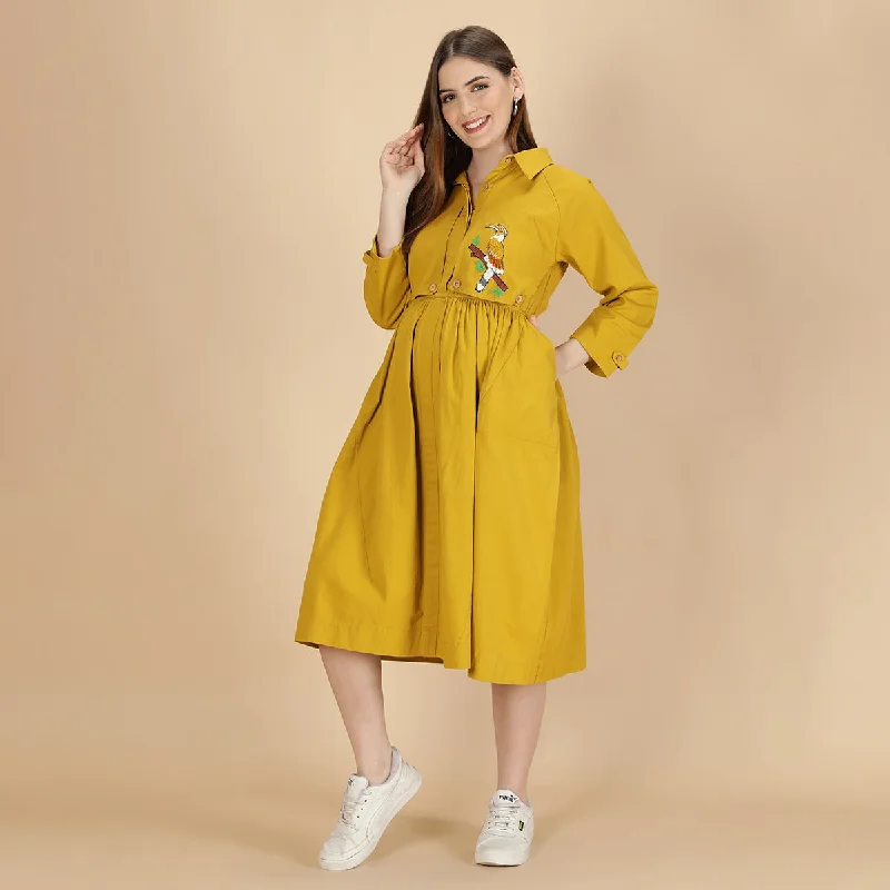 Cotton Dress for Women | Maternity Wear | Fall Yellow