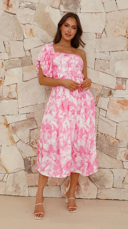 Marcay Midi Dress - Pink Floral