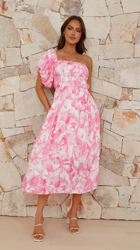 Marcay Midi Dress - Pink Floral