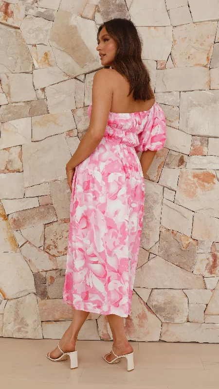 Marcay Midi Dress - Pink Floral