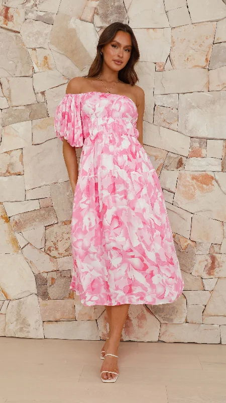 Marcay Midi Dress - Pink Floral