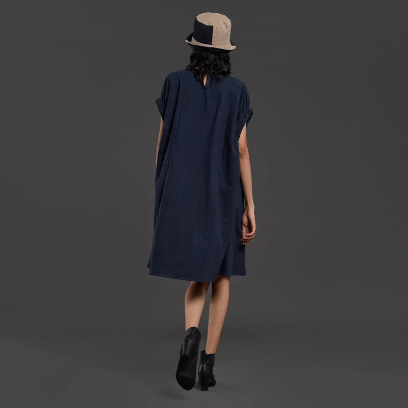 Dress For Women | Pure Cotton Dress | Midi Length | Navy Blue