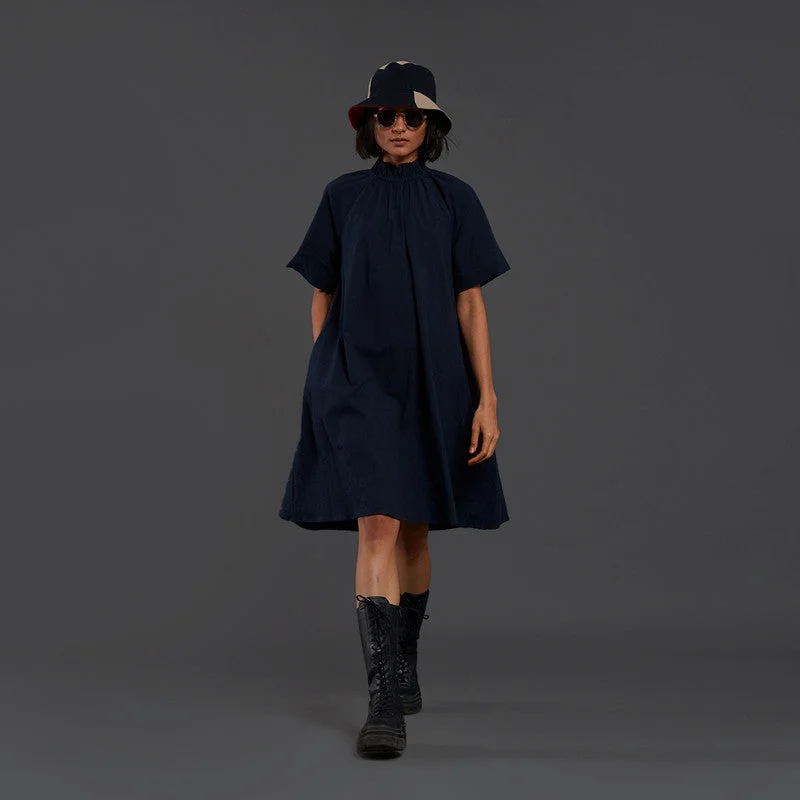 Dress For Women | Pure Cotton Midi Dress | Navy Blue