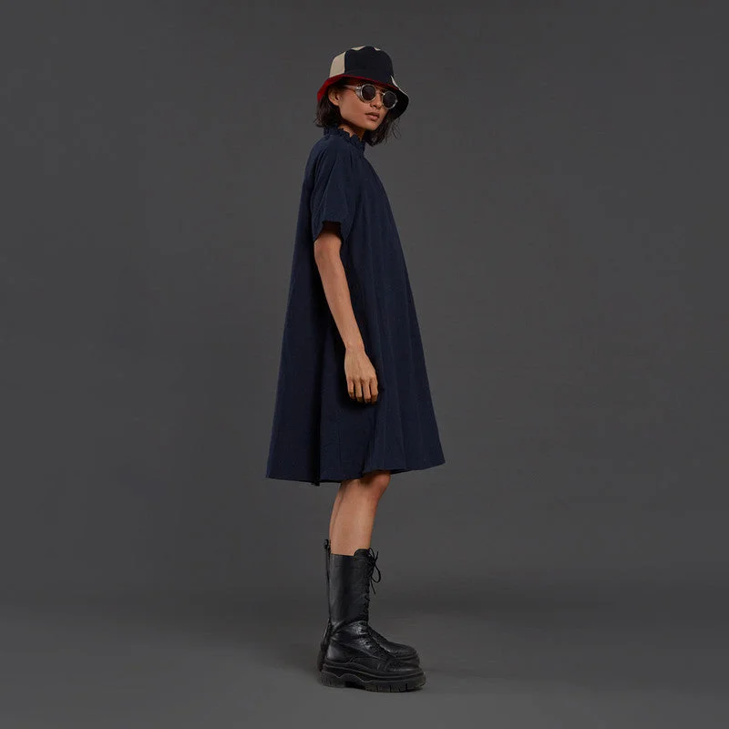 Dress For Women | Pure Cotton Midi Dress | Navy Blue