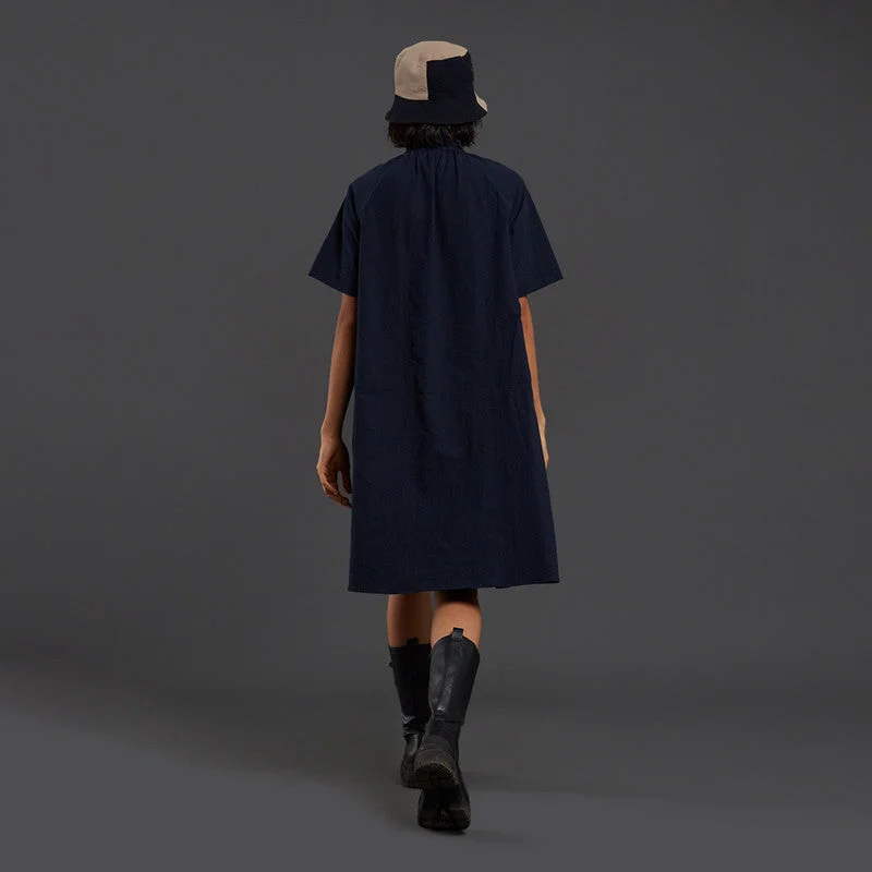 Dress For Women | Pure Cotton Midi Dress | Navy Blue