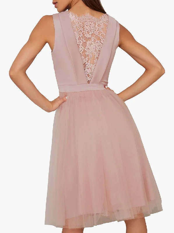 Midi Tulle Skater Dress Pink