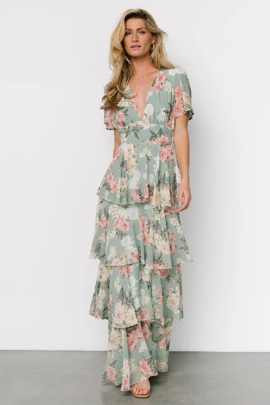 Montaigne Ruffle Maxi Dress | Sage Floral