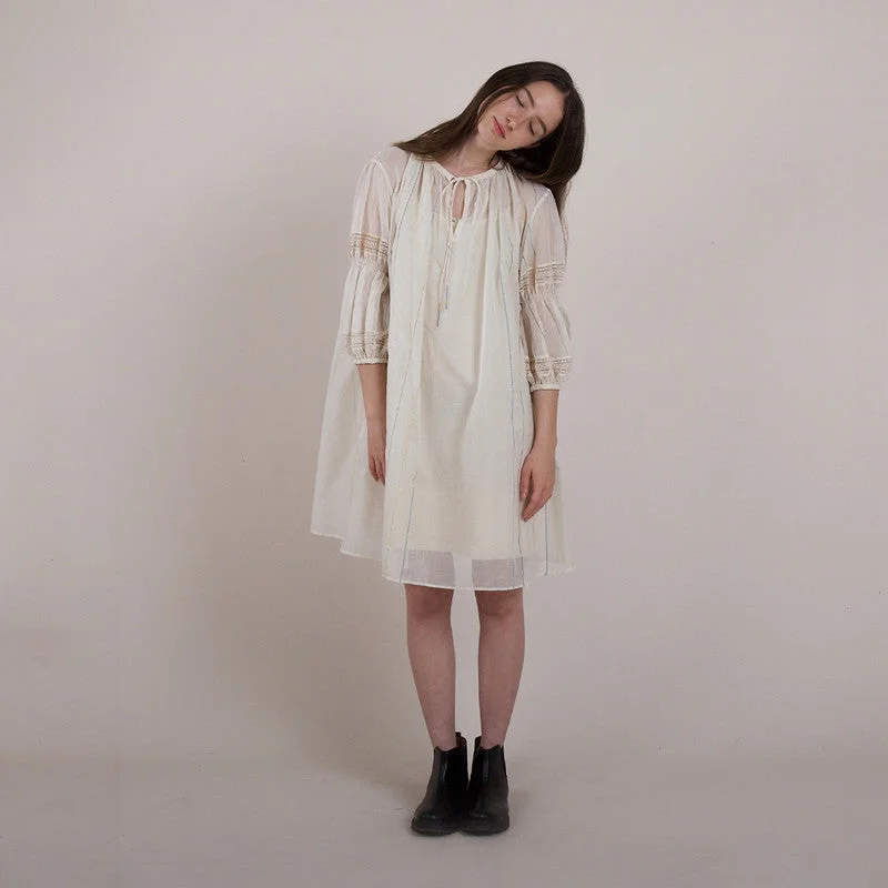 Pure Cotton Mini Dress | Semi-Sheer | White