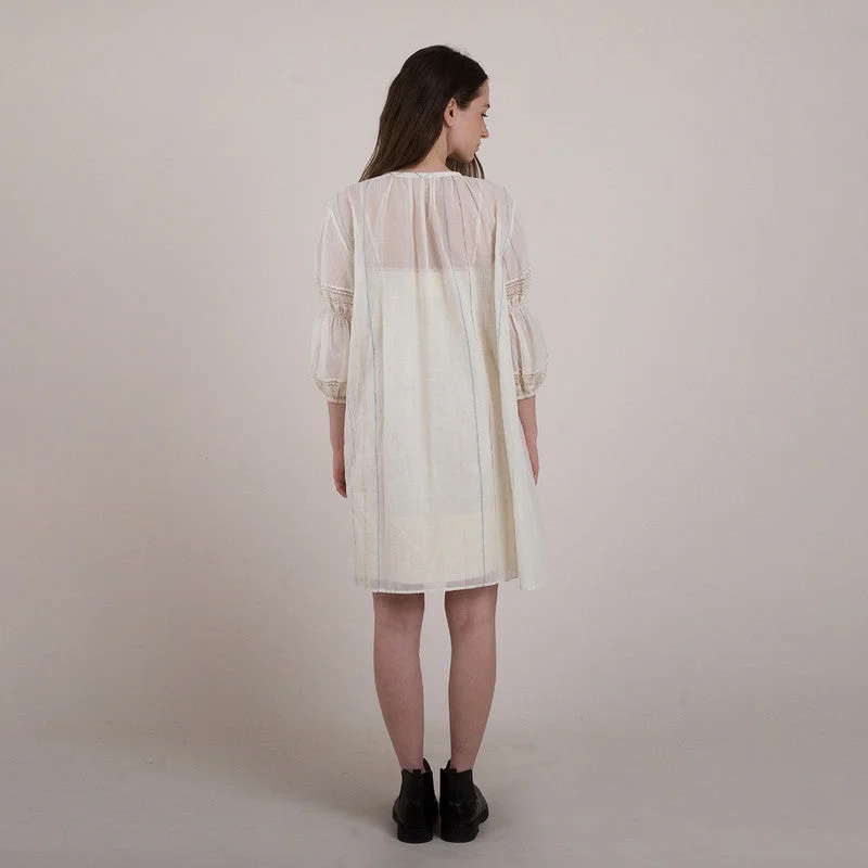 Pure Cotton Mini Dress | Semi-Sheer | White