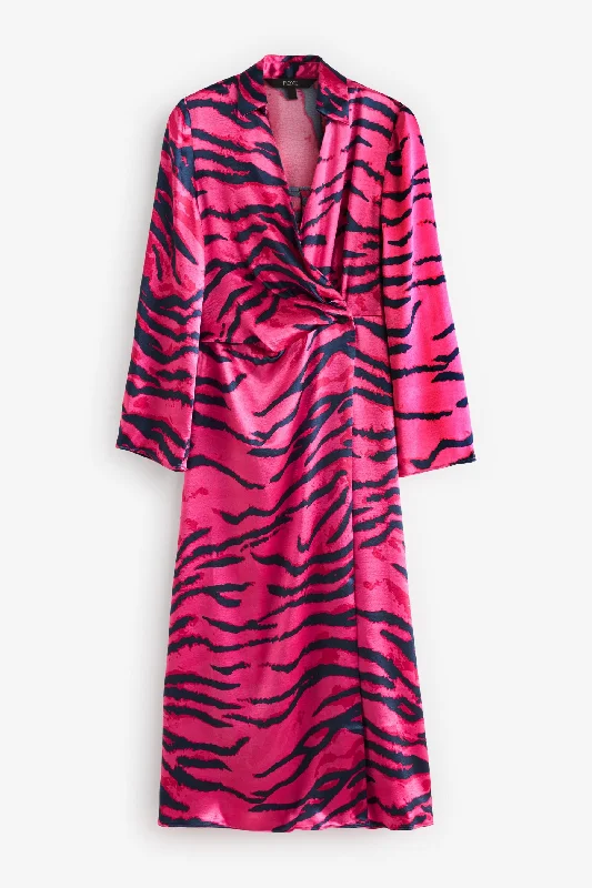 Pink Animal Kimono Midi Dress