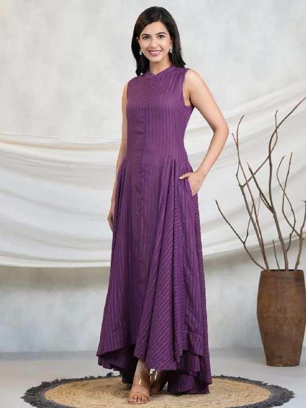 Purple Lurex Maxi Dress