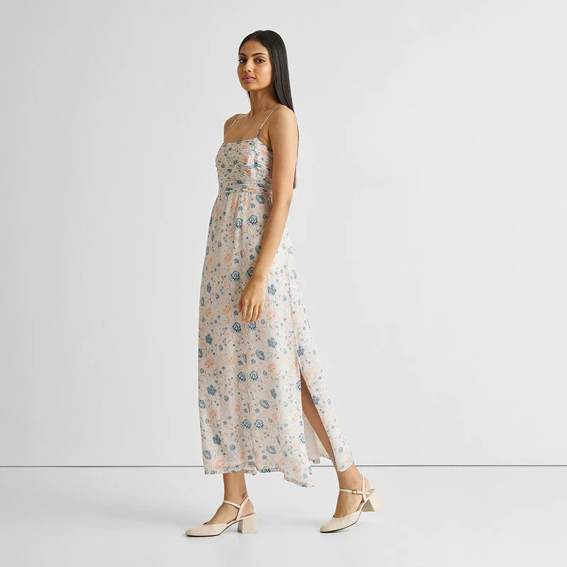 Strappy Maxi Dress for Women | Blue & White | Printed