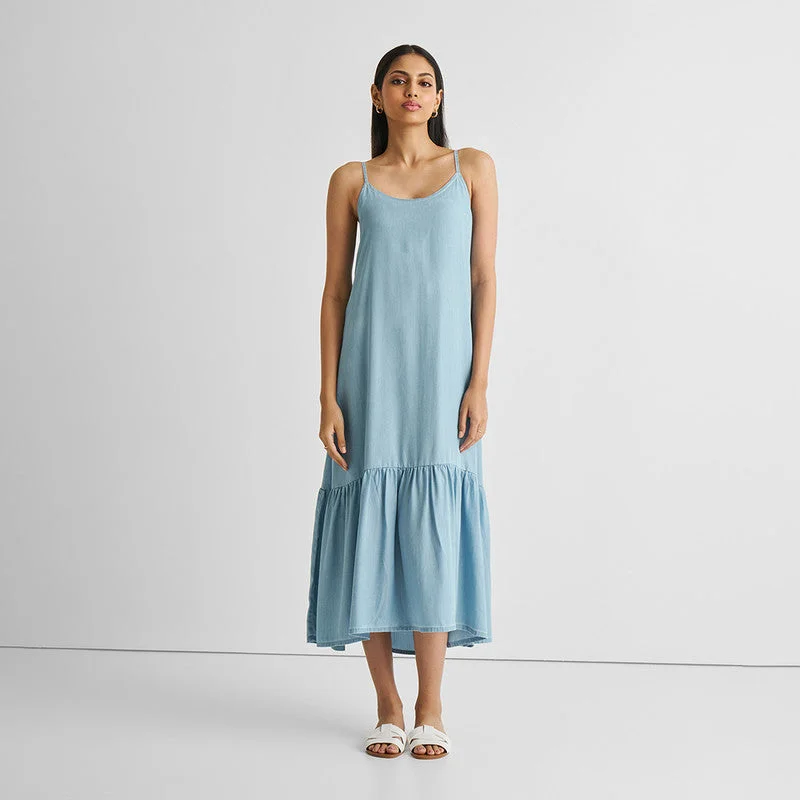 Tencel Maxi Dress for Women | Blue