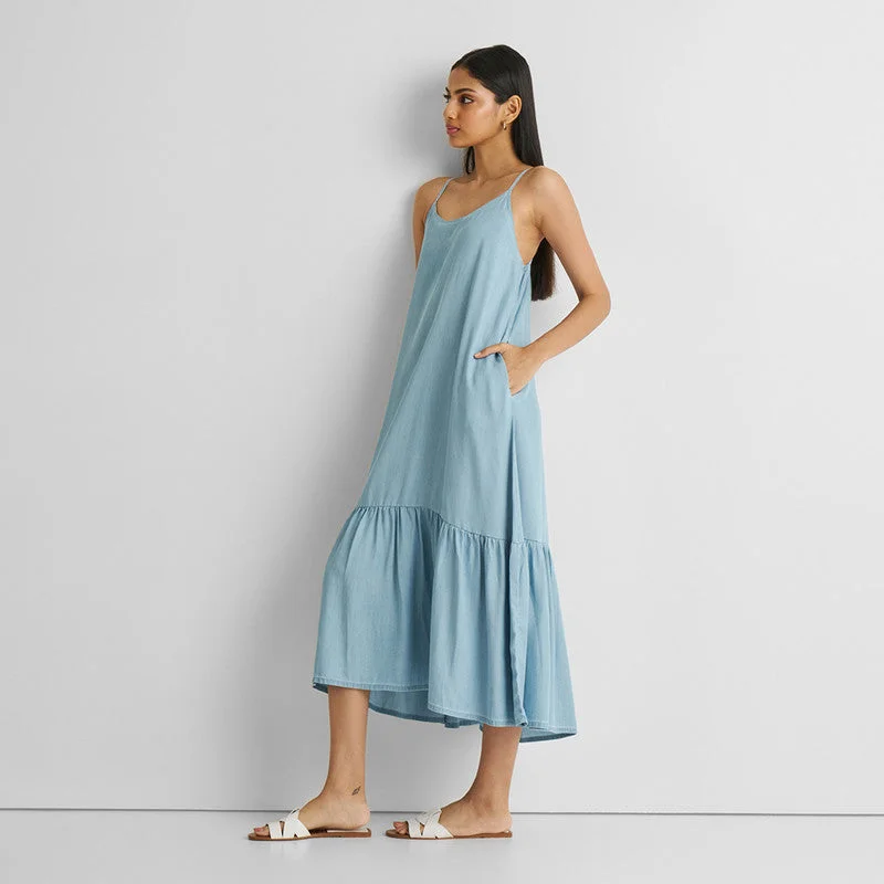 Tencel Maxi Dress for Women | Blue