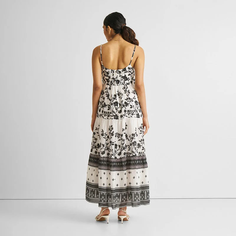 Tiered Maxi Dress for Women | Bemberg | White & Black