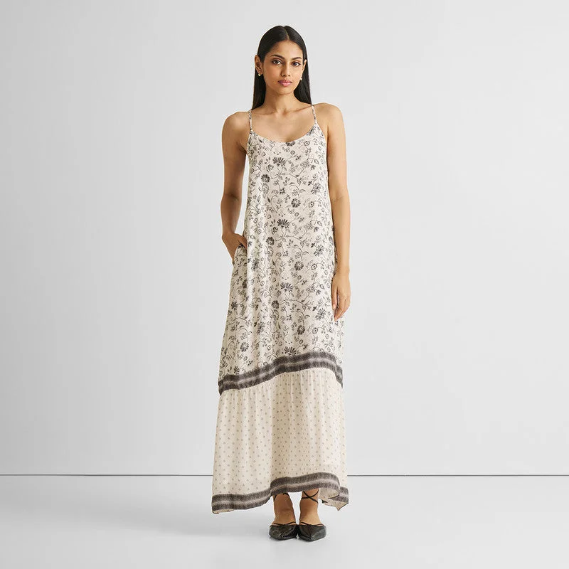 White Maxi Dress for Women | Bemberg | Floral Print