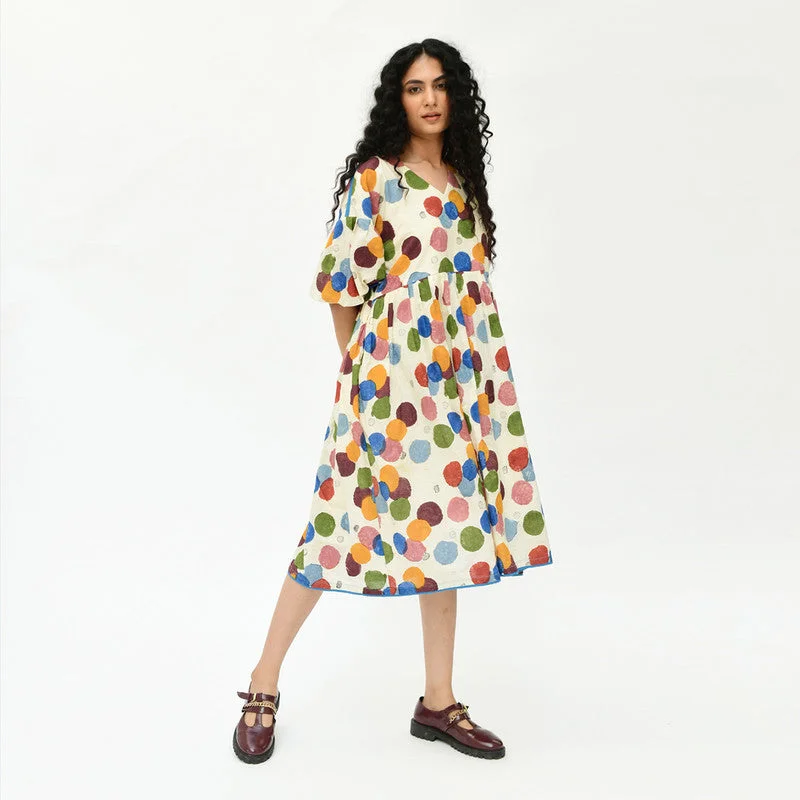 Organic Cotton Midi Dress | Multicolour