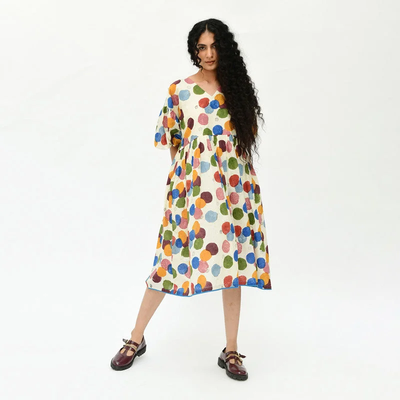 Organic Cotton Midi Dress | Multicolour