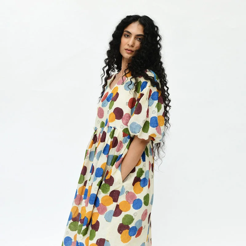 Organic Cotton Midi Dress | Multicolour