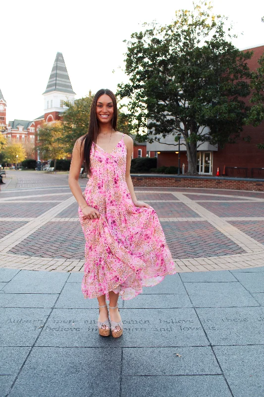 Rose Pink Floral Maxi Dress