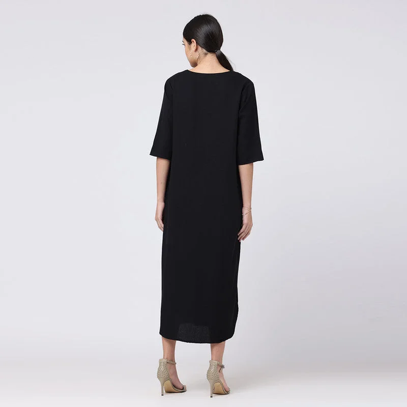 Black Maxi Dress for Women | Cotton Tencel