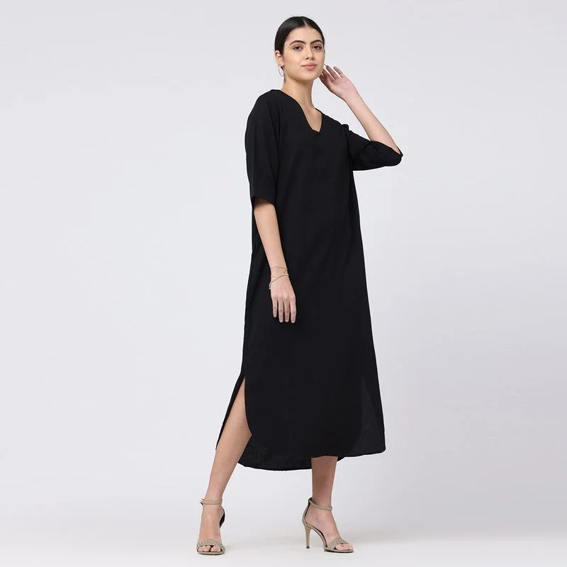 Black Maxi Dress for Women | Cotton Tencel