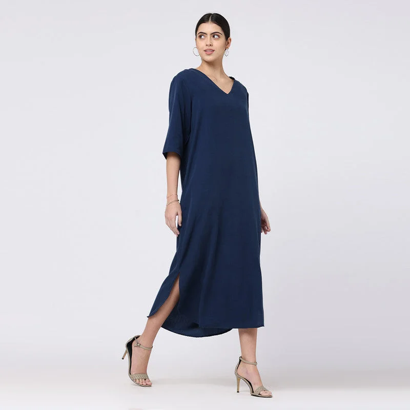 Long Maxi Dress for Women | Cotton Tencel | Indigo