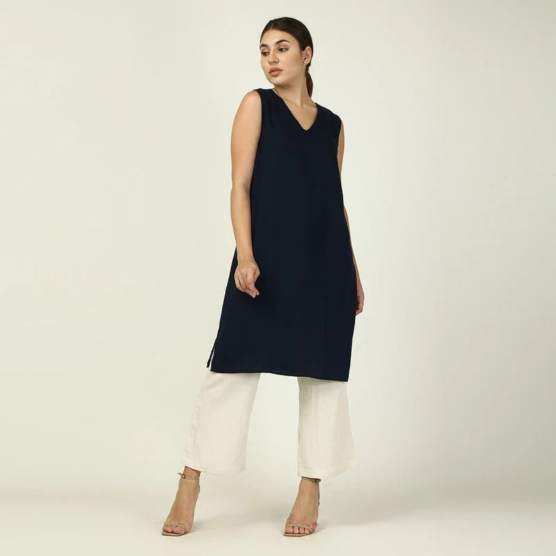 Midi Dress & Pants for Women | Tencel | Navy & Beige