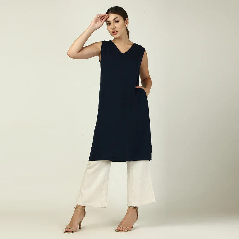 Midi Dress & Pants for Women | Tencel | Navy & Beige