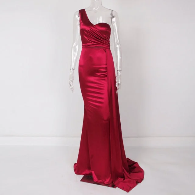 Amy Fashion - Sexy Satin Maxi Evening Party Dress