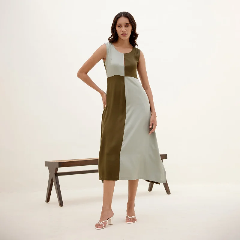 Midi Dress for Women | Tencel Modal | Sleeveless | Green