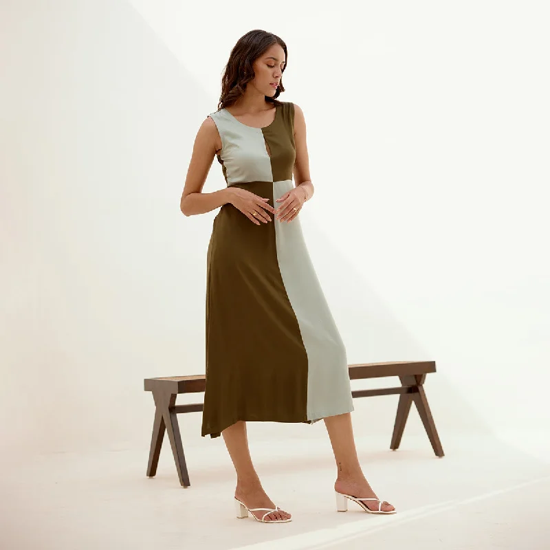 Midi Dress for Women | Tencel Modal | Sleeveless | Green