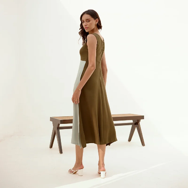 Midi Dress for Women | Tencel Modal | Sleeveless | Green