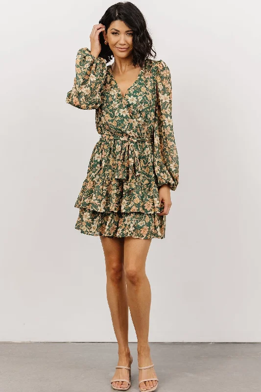 Shirley Ruffle Mini Dress | Green Floral