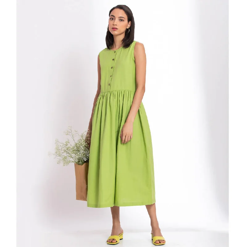 Dresses For Women | Linen Midi Dress | Green