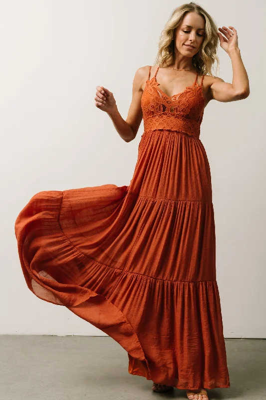 Summerlin Lace Top Maxi Dress | Rust