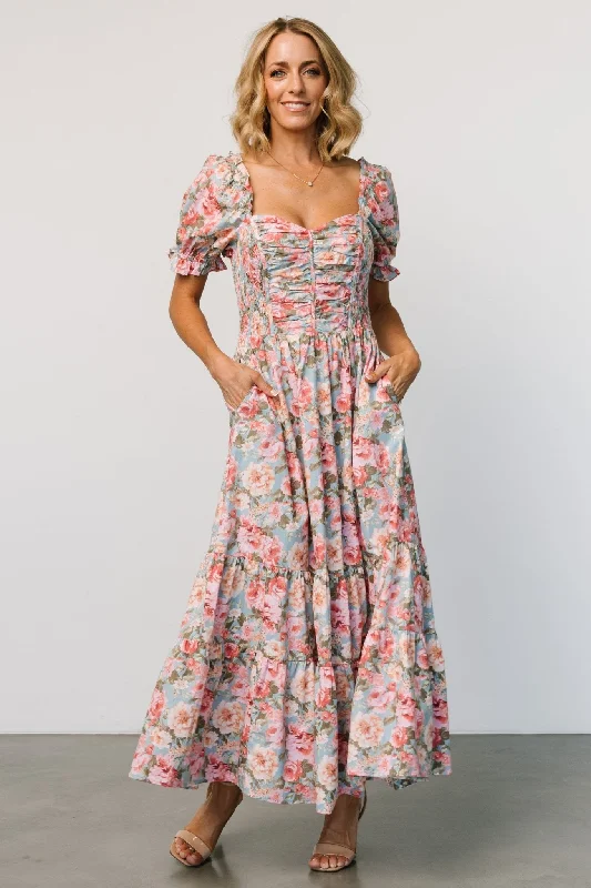 Tiana Maxi Dress | Vintage Blue + Pink Floral