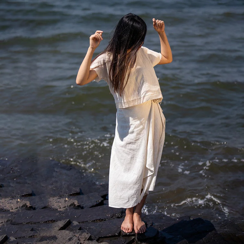 Organic Cotton Midi Skirt | White