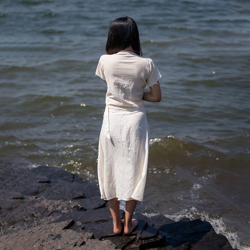 Organic Cotton Midi Skirt | White