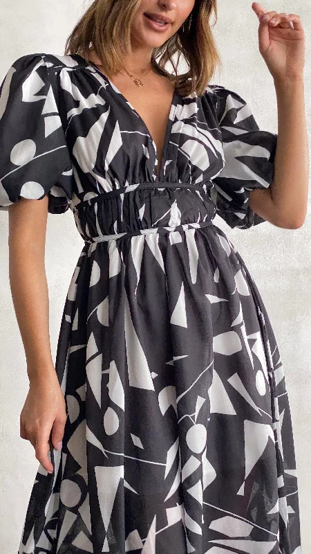 Venice Midi Dress - Black/White