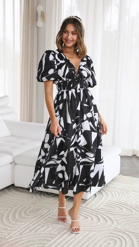 Venice Midi Dress - Black/White