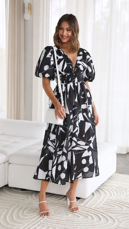 Venice Midi Dress - Black/White