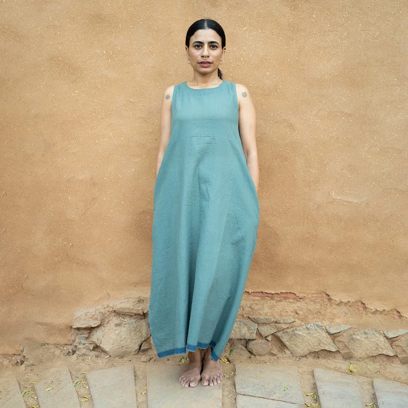 Summer Midi Dress | Cotton | Natural Dyed | Indigo Green