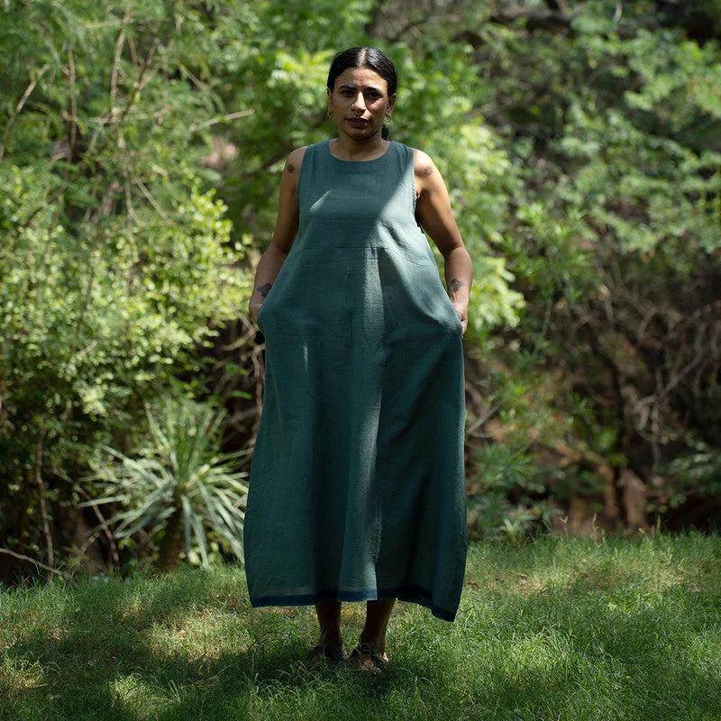 Summer Midi Dress | Cotton | Natural Dyed | Indigo Green