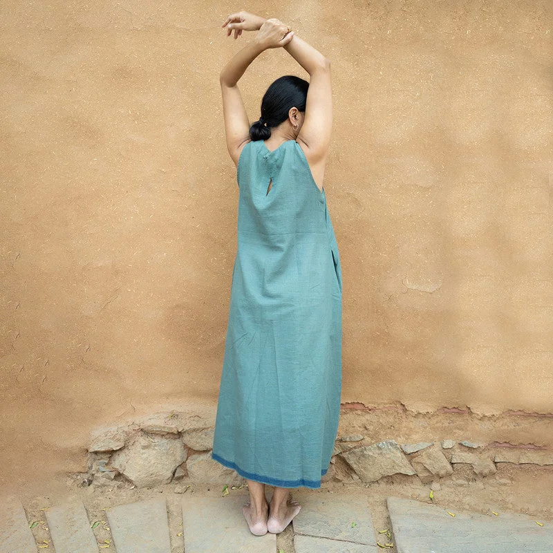 Summer Midi Dress | Cotton | Natural Dyed | Indigo Green