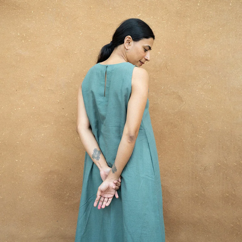 Summer Midi Dress | Cotton | Natural Dyed | Indigo Green