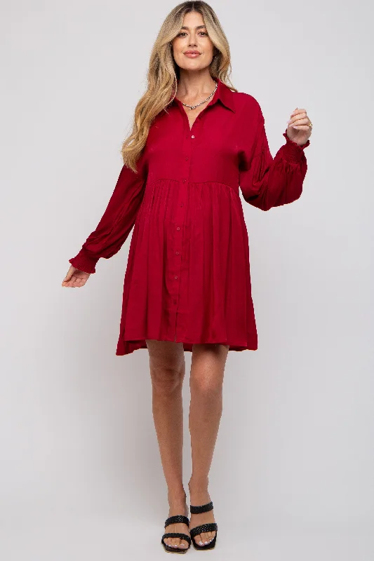 Red Button Down Maternity Dress