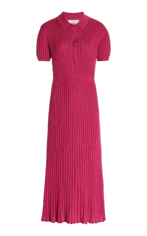 Amor Knit Dress in Fuchsia Cashmere Silk