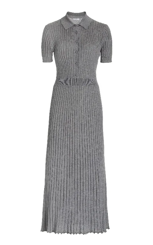 Amor Knit Dress in Heather Grey Cashmere Silk